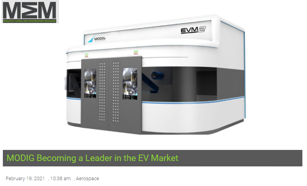 Modig Machine Tools leading the Electric Vehicle EV market